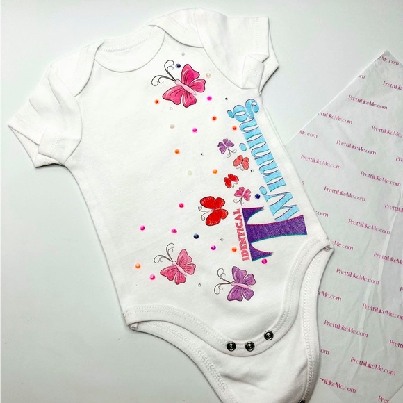 Set of 2 Twinning Onesies with backpack for TWIN girls - Picture 1 of 4